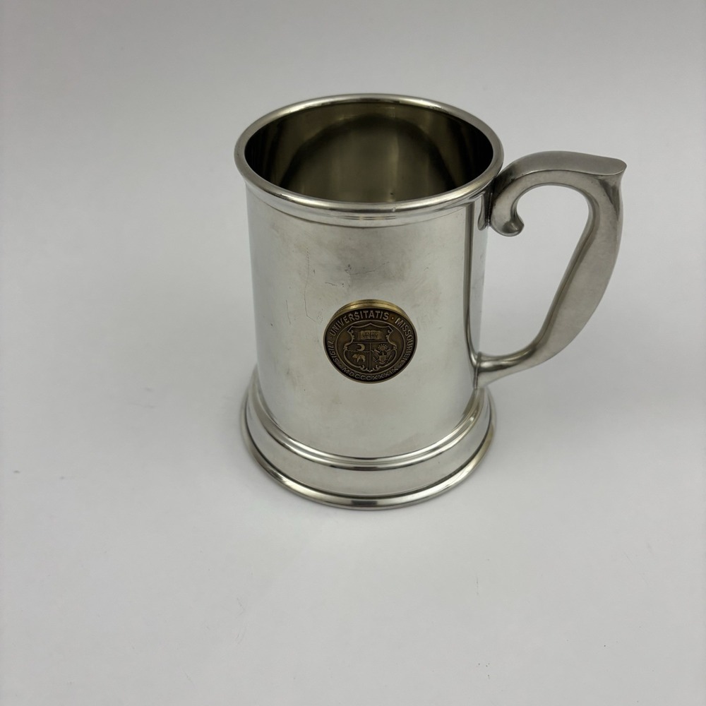 Kirk Stieff Mizzou Vintage Pewter Stein Glass Bottom University Of Missouri Beer